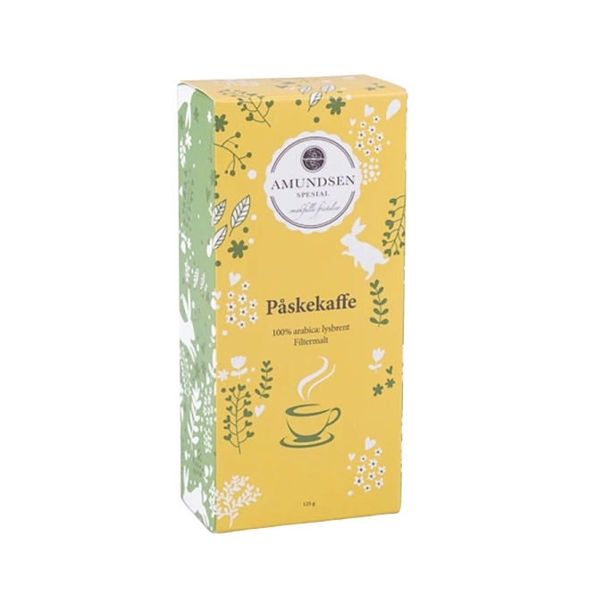Påskekaffe Og Sjokoladekuler - Gaveeske i påskedesign med: 125g Påskekaffe 120g Påskesjokolade med hasselnøtt Påskekaffe Og Sjokoladekuler - Bilde 2