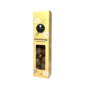 Amundsen Spesial sjokoladeegg med banankrem i pose – sprø sjokolade med kremet bananfyll.
